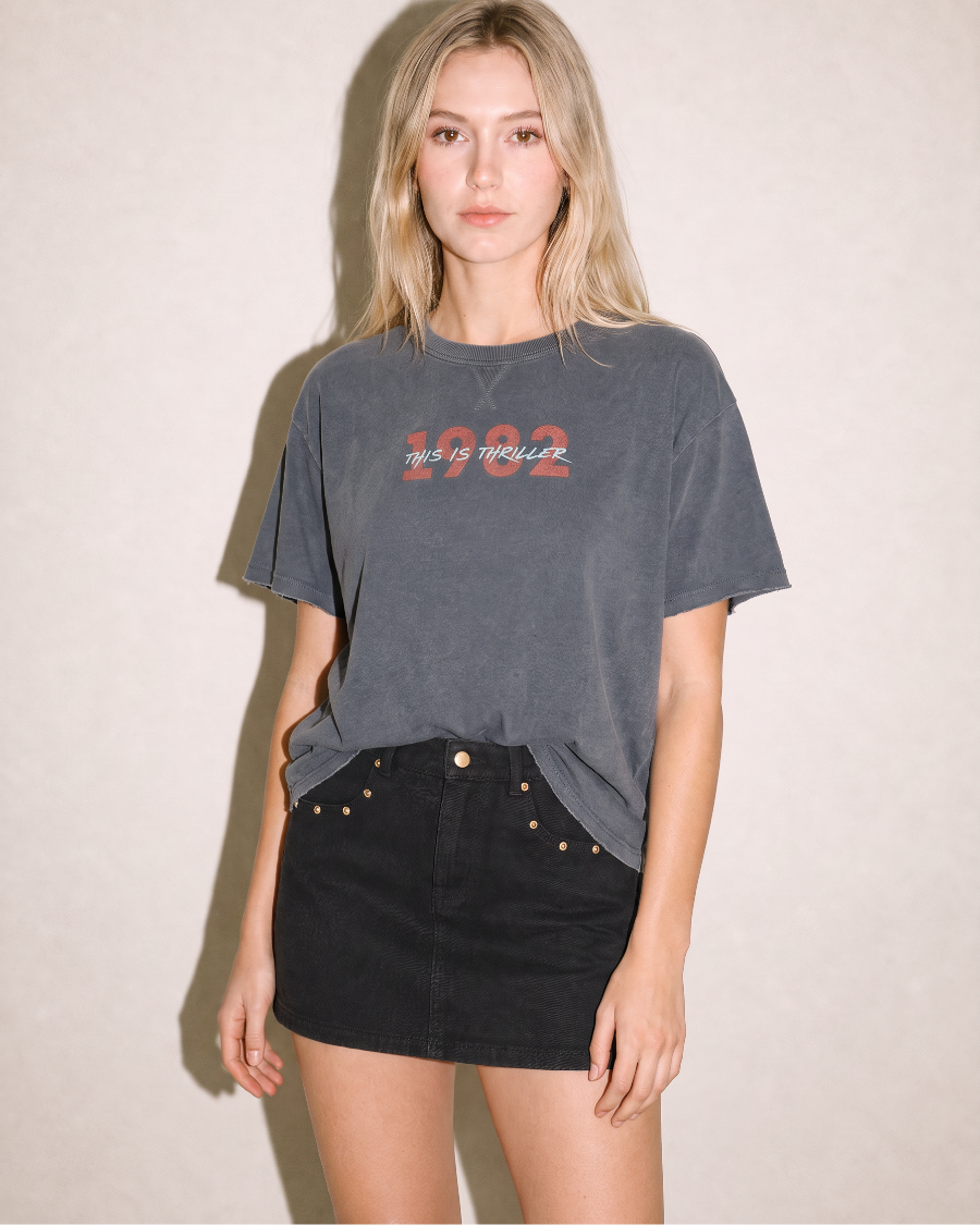 MJ Signature Denim Studded Mini Skirt