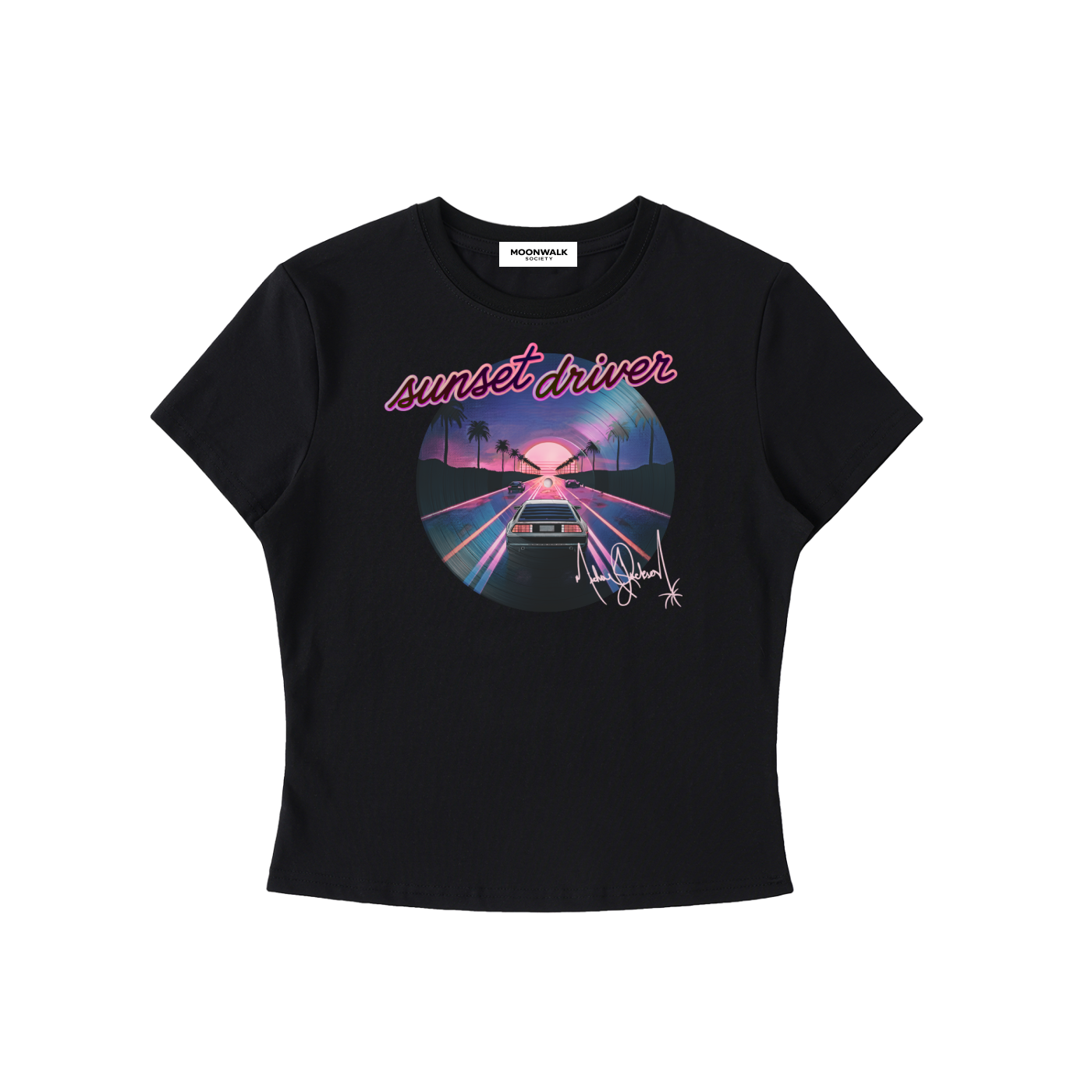 Sunset Driver Retro Baby Tee - Black