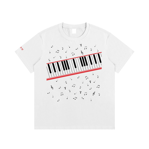 Beat It Piano Tee - White
