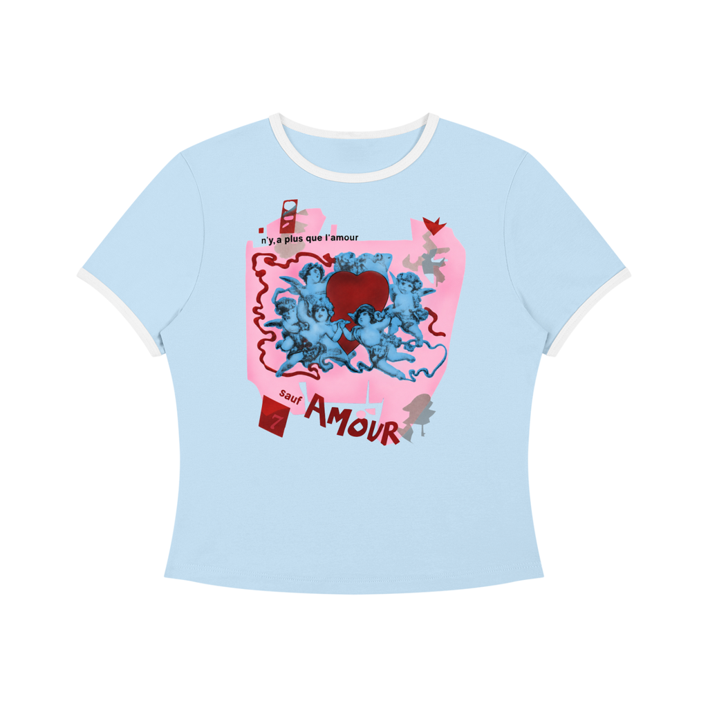 Beat It "Amour" Baby Tee - Blue/White