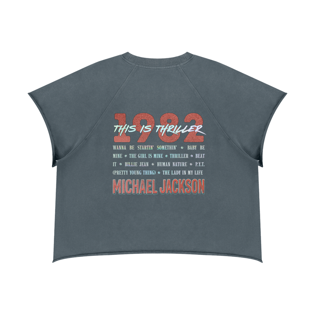 1982 Thriller Vintage Raw Edge Tee - Gray