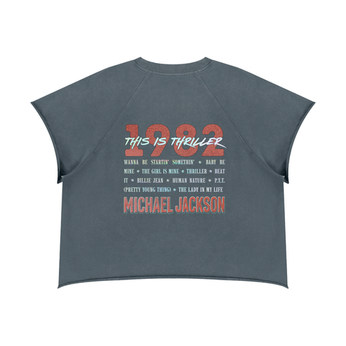 1982 Thriller Vintage Raw Edge Tee - Gray