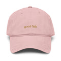 Pink cap with 'EBITDADDY' text on a white background
