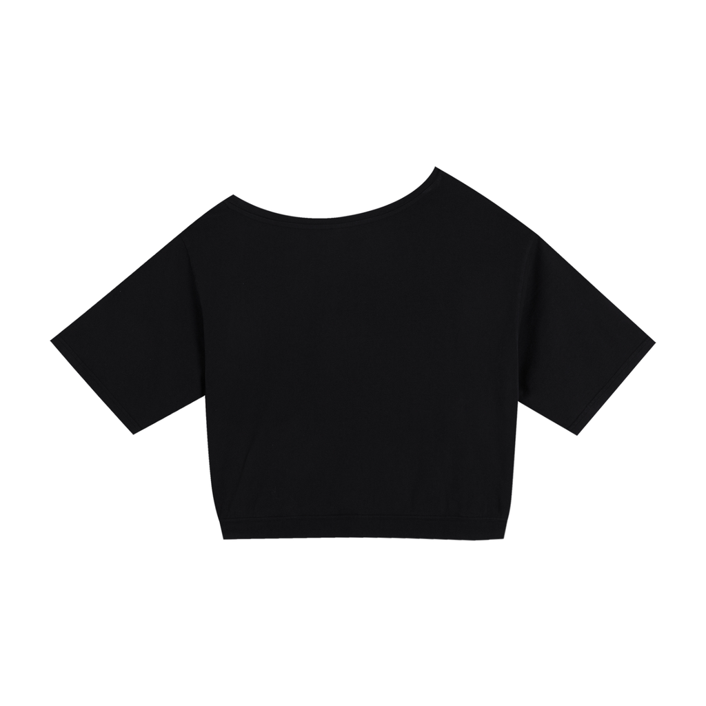 Black crop top on a white background