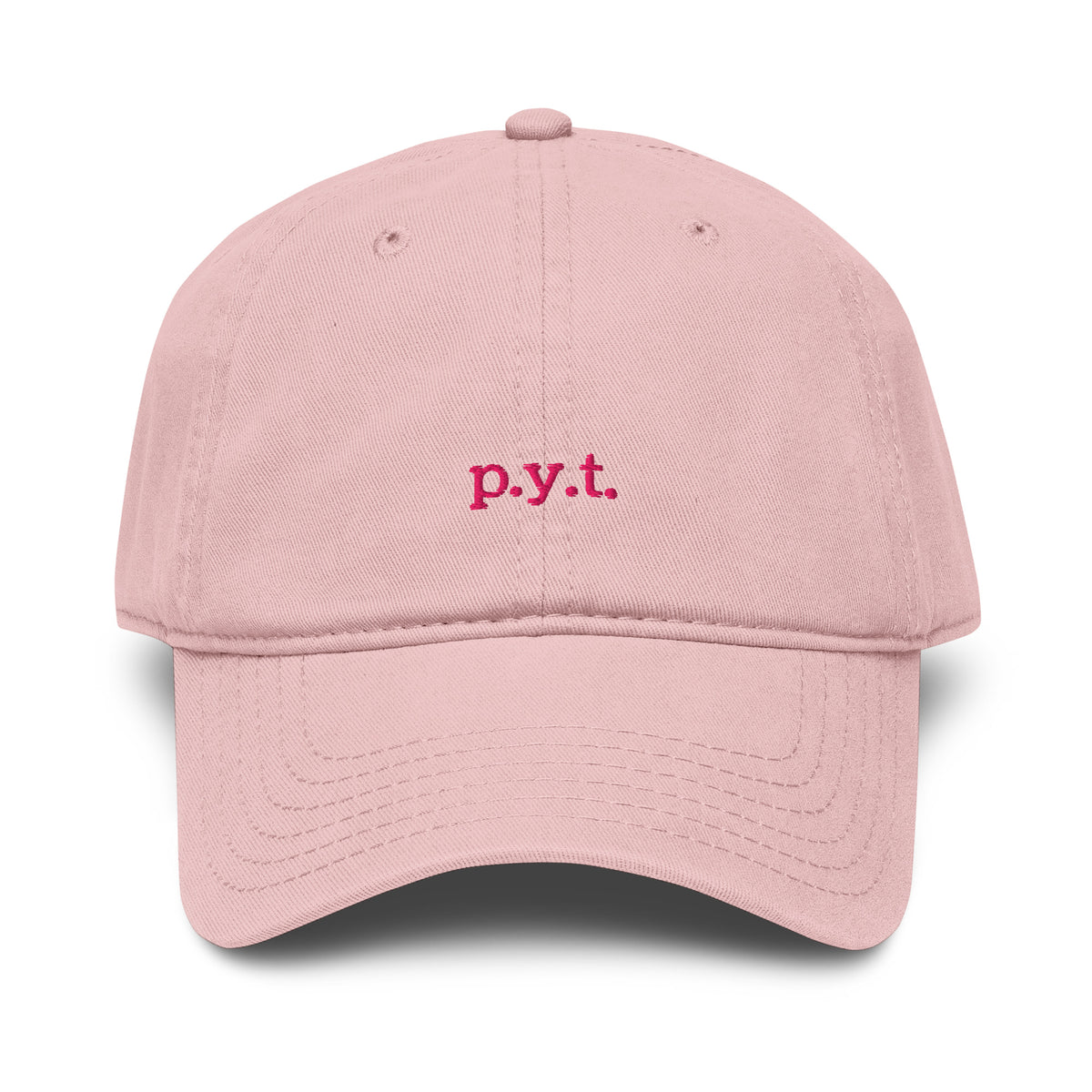 Pink cap with 'baderna' text on a white background