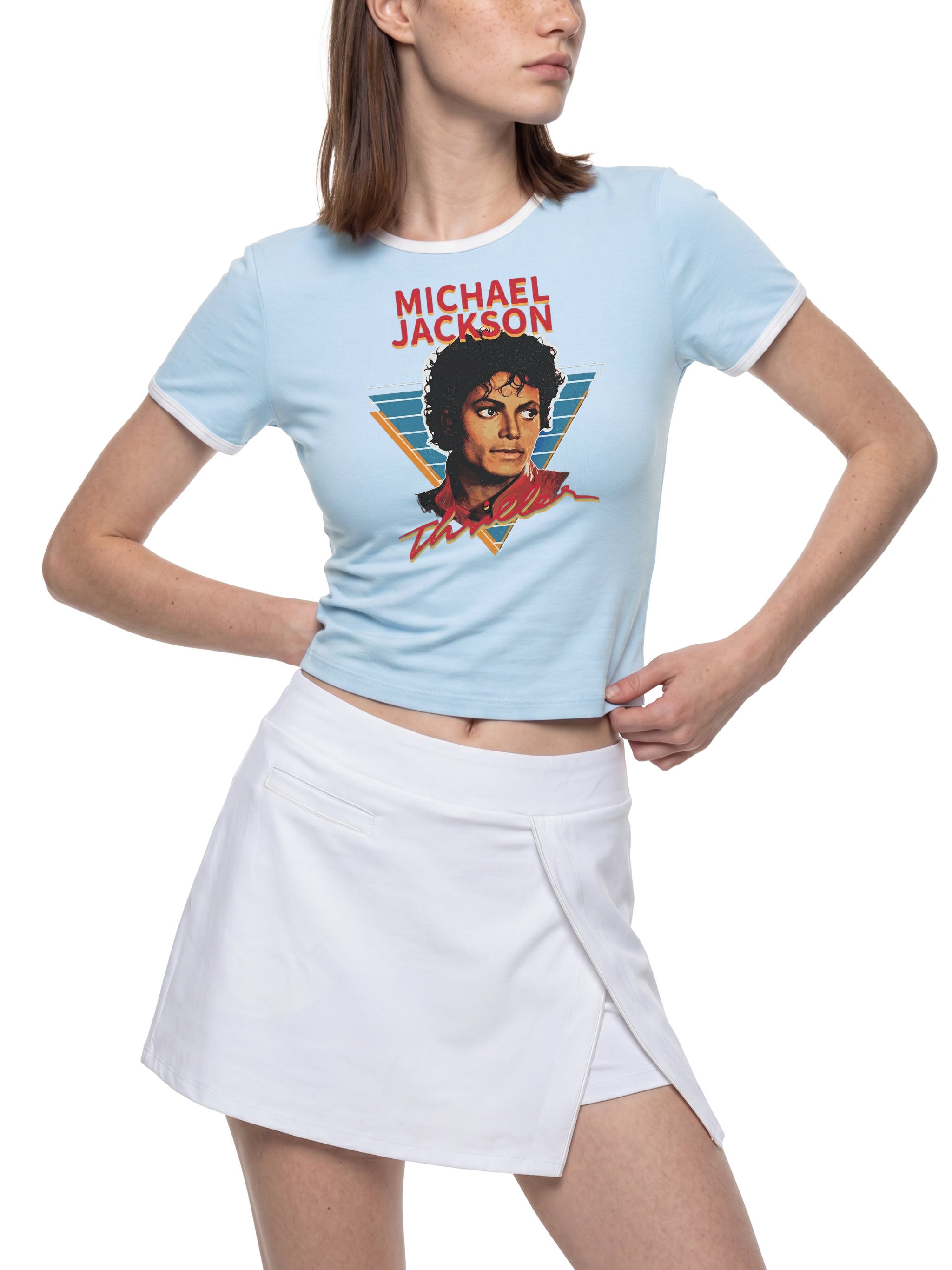 Vintage Thriller Baby Tee - Light Blue