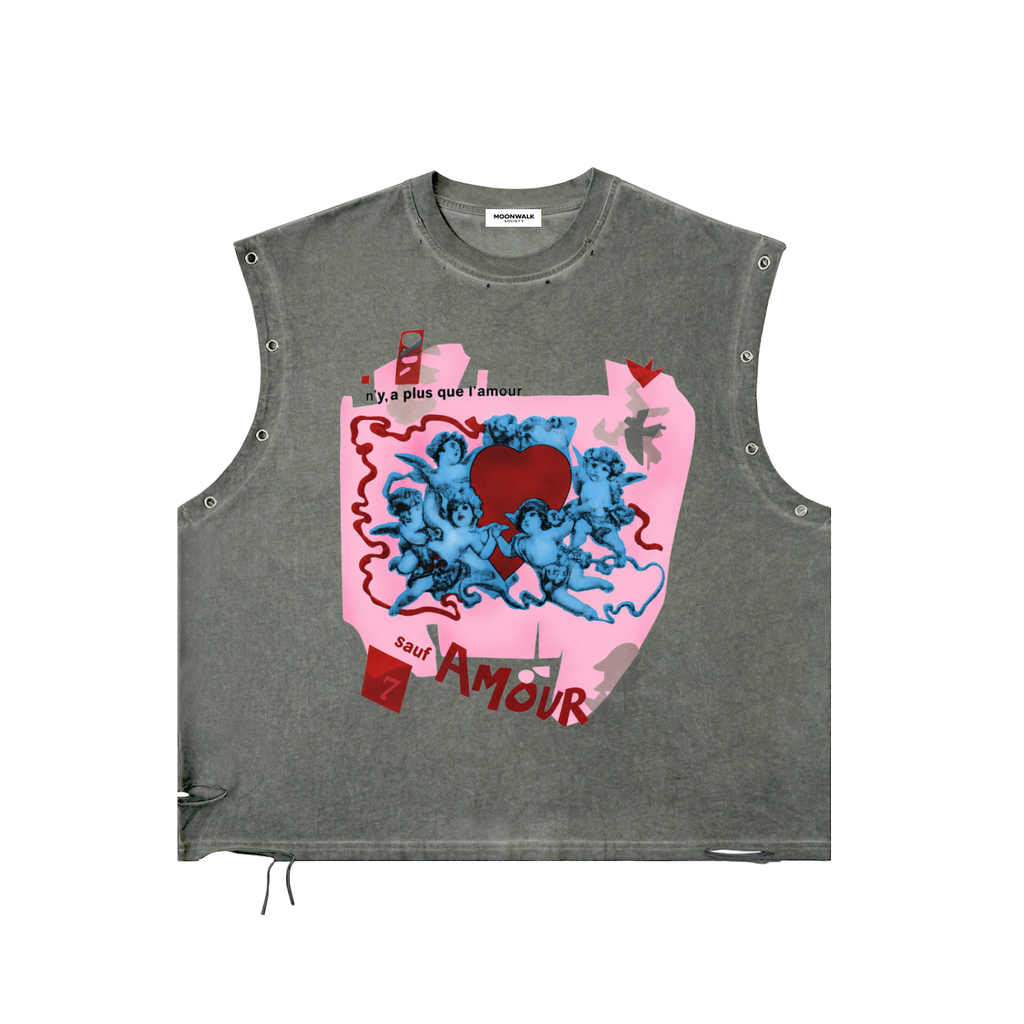 Beat It "Amour" Distressed Tank