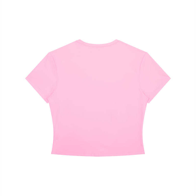 Pink crop top on a white background