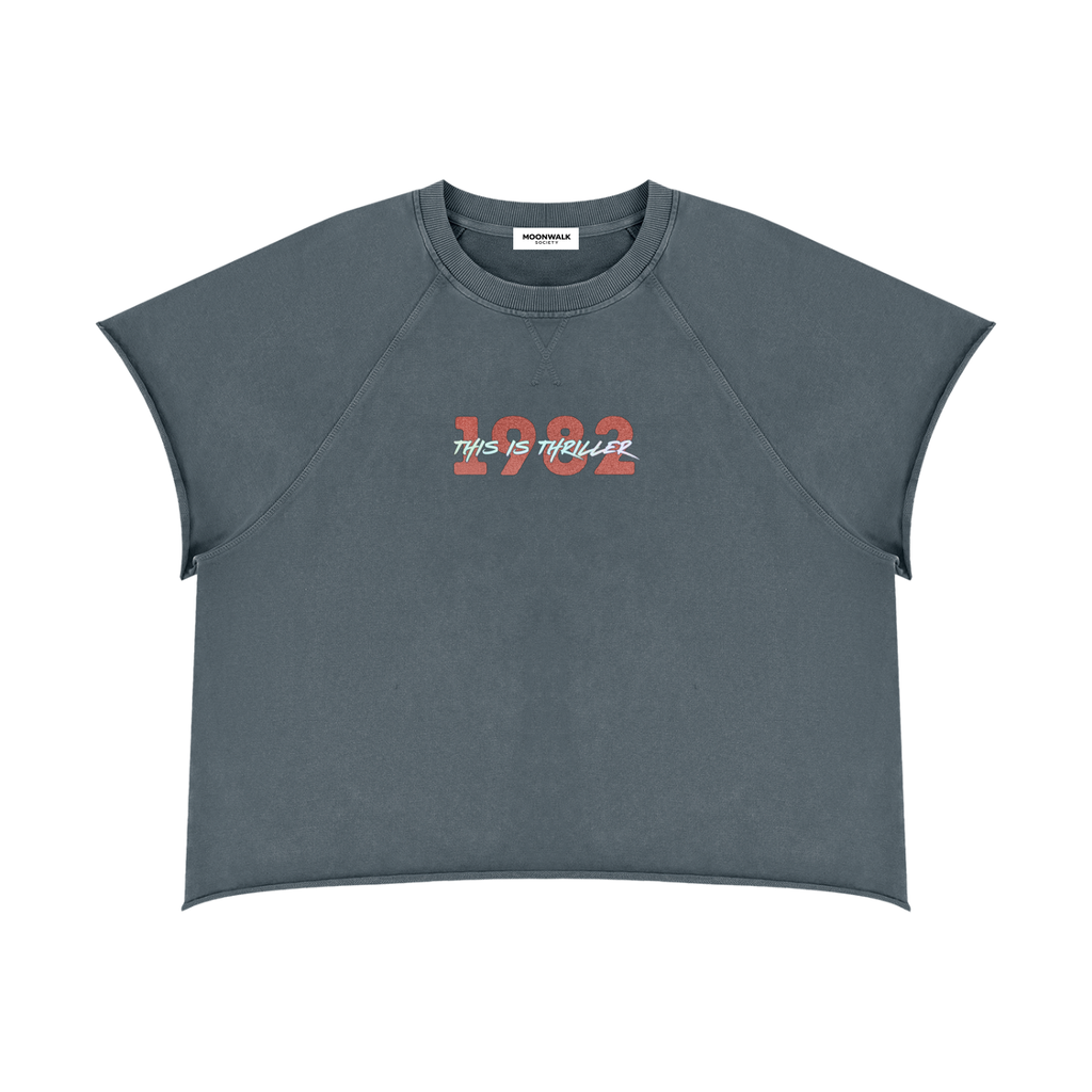 1982 Thriller Vintage Raw Edge Tee - Gray