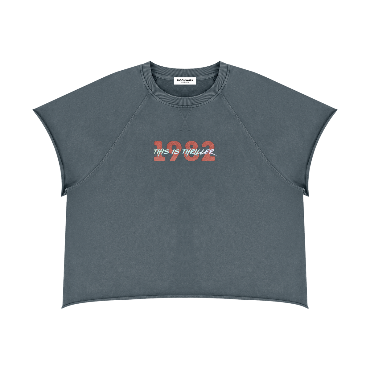 1982 Thriller Vintage Raw Edge Tee - Gray