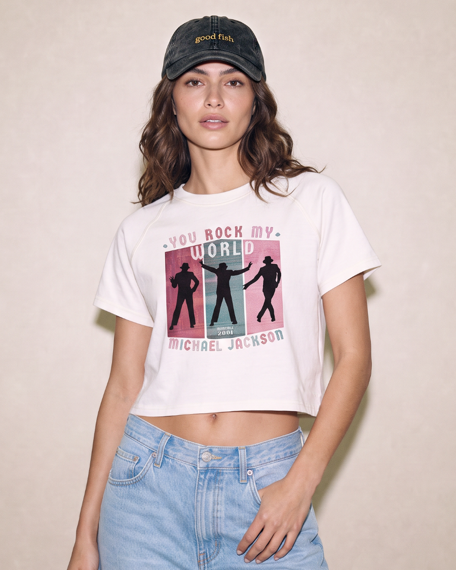 You Rock My World - Vintage Crop Tee - White