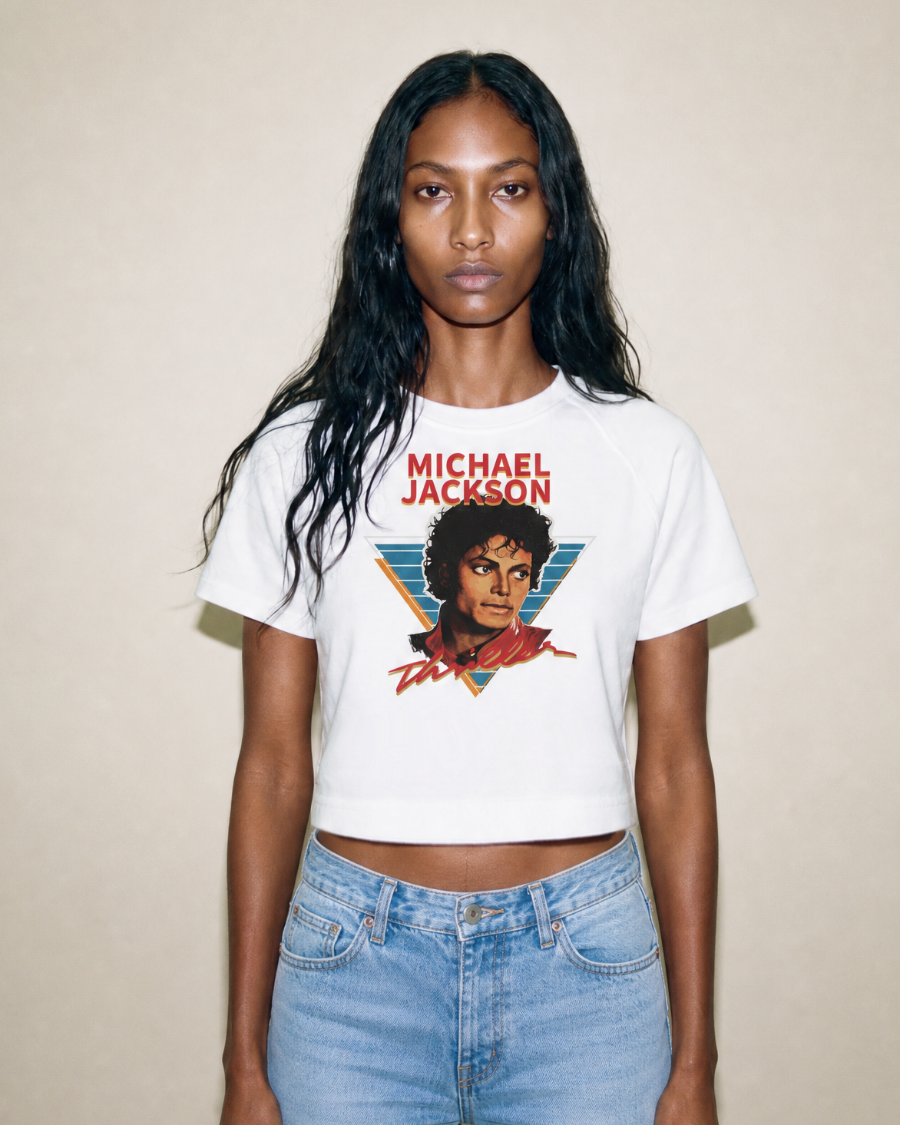 Thriller - Vintage Crop Tee - White