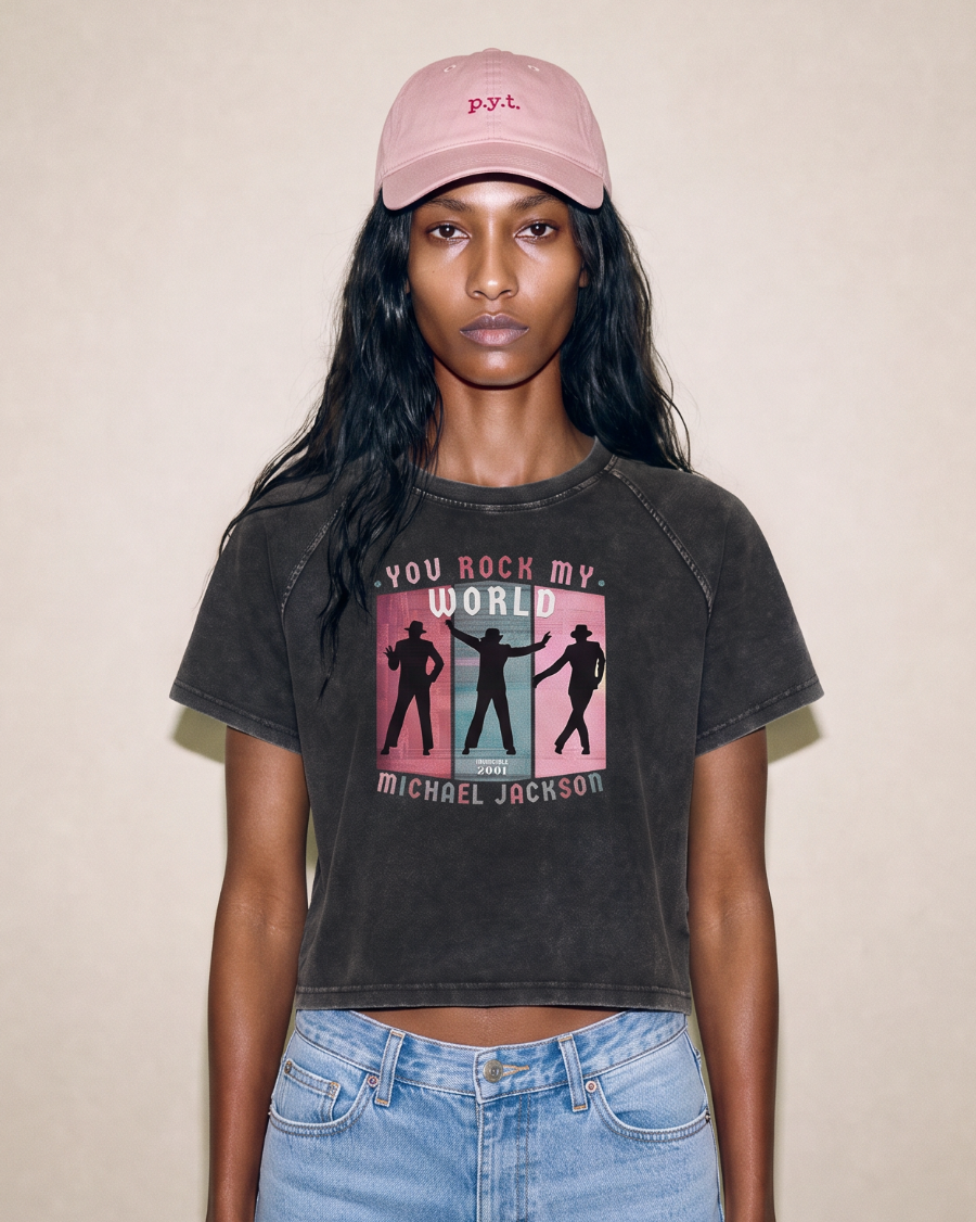 You Rock My World - Vintage Crop Tee - Gray