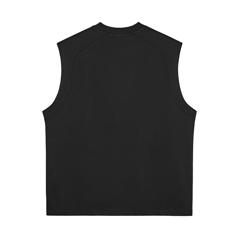 Black sleeveless shirt on a white background