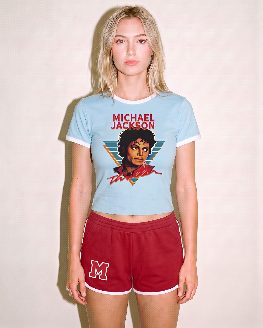 Vintage Thriller Baby Tee - Light Blue